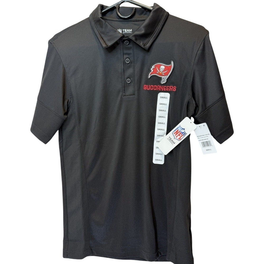 NFL Tampa Bay Buccaneers Team Apparel Men's Small Black Polo Shirt NFL Team NWT